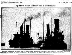 1936.11.21 Port Arthur News Tugs Hover About Ill-fated Vessel in the Neches River
